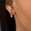 Thumbnail Image 1 of Pear-Shaped Morganite and Diamond Accent Flame Drop Earrings in 10K Rose Gold