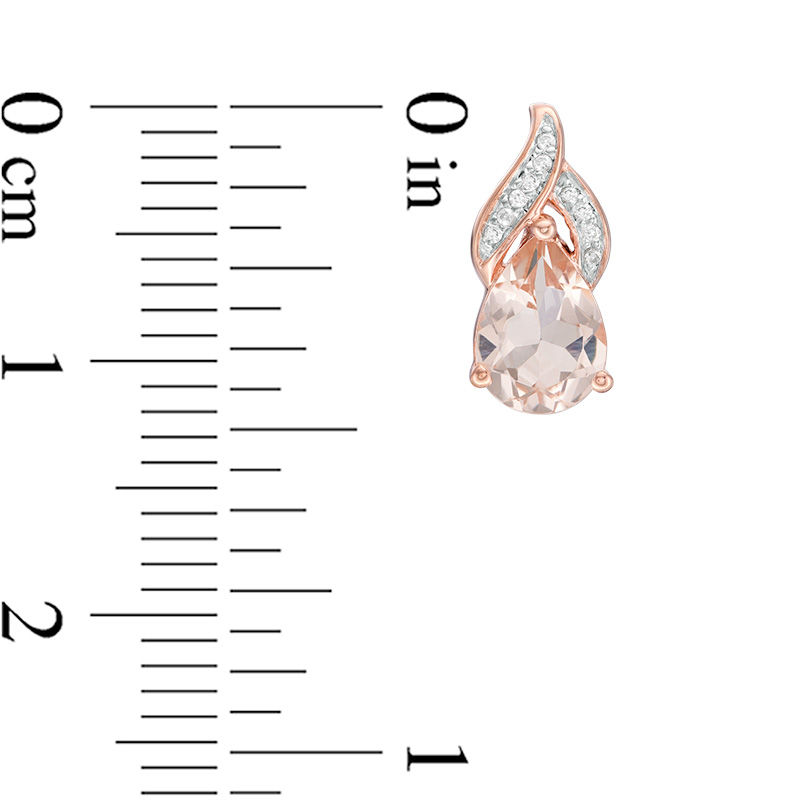 Main Image 3 of Pear-Shaped Morganite and Diamond Accent Flame Drop Earrings in 10K Rose Gold