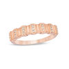1/10 CT. T.W. Diamond Three Stone Vertical Row Vintage-Style Stackable Band in 10K Rose Gold