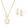 Thumbnail Image 0 of 1/2 CT. T.W. Diamond Solitaire Infinity Pendant and Stud Earrings Set in 10K Gold