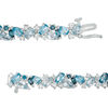 Thumbnail Image 1 of Multi-Shaped Blue and White Topaz Cluster Bracelet in Sterling Silver - 7.5"