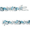 Thumbnail Image 2 of Multi-Shaped Blue and White Topaz Cluster Bracelet in Sterling Silver - 7.5"