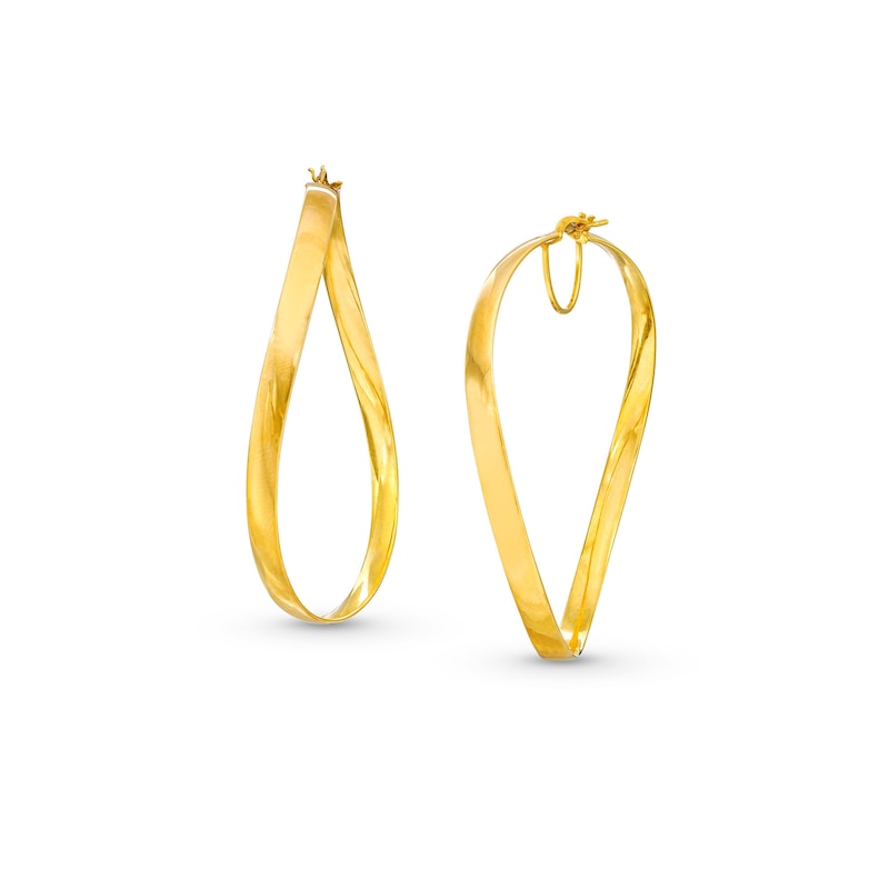 Main Image 1 of Made in Italy 60.0mm Wavy Hoop Earrings in 14K Gold