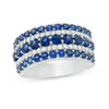 Thumbnail Image 1 of Lab-Created Blue and White Sapphire Multi-Row Ring in Sterling Silver