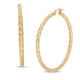 45.0mm Diamond-Cut Spiral Hoop Earrings in 10K Gold