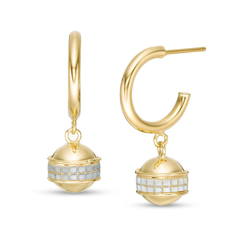 Main Image 1 of Made in Italy 8.0mm Glitter Enamel Ball Drop Earrings in 14K Gold