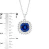 Thumbnail Image 2 of 9.0mm Cushion-Cut Lab-Created Blue and White Sapphire Frame Pendant in Sterling Silver