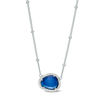 Thumbnail Image 1 of Abstract Pear-Shaped Lab-Created Blue and White Sapphire Frame Bead Station Necklace in Sterling Silver