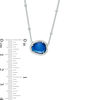 Thumbnail Image 2 of Abstract Pear-Shaped Lab-Created Blue and White Sapphire Frame Bead Station Necklace in Sterling Silver