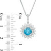 Thumbnail Image 1 of 7.0mm Swiss Blue Topaz and Lab-Created White Sapphire Double Shadow Frame Pendant in Sterling Silver