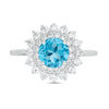 Thumbnail Image 3 of 7.0mm Swiss Blue Topaz and Lab-Created White Sapphire Shadow Frame Ring in Sterling Silver