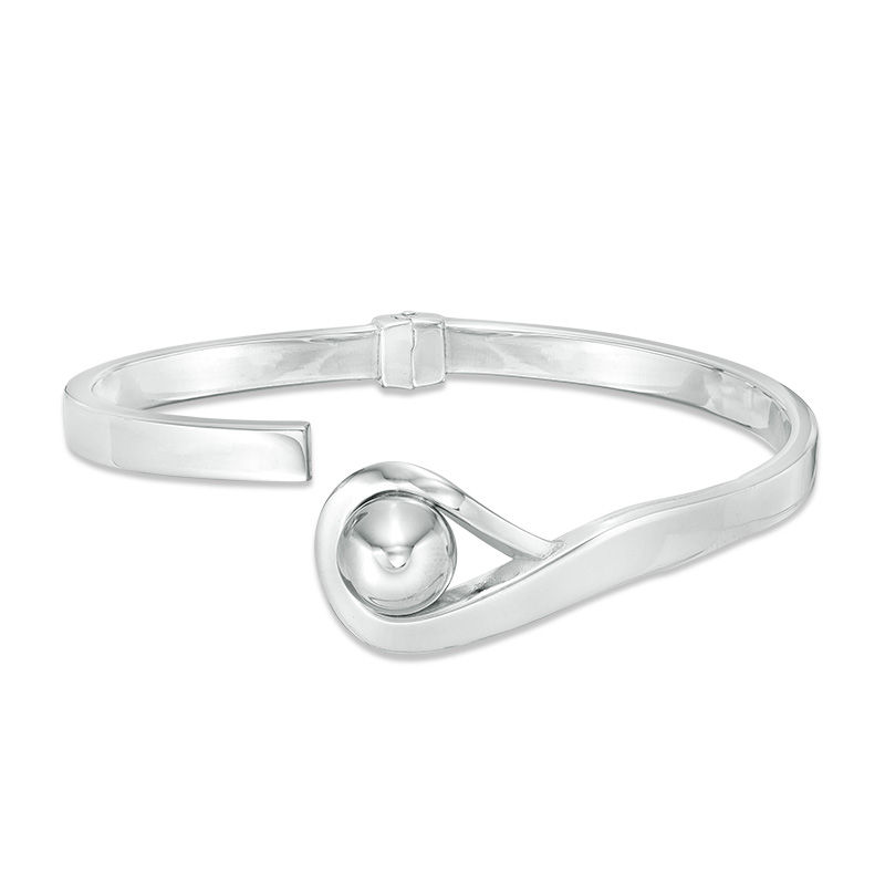 Main Image 1 of Made in Italy 10.0mm Button Loop Bangle in Sterling Silver