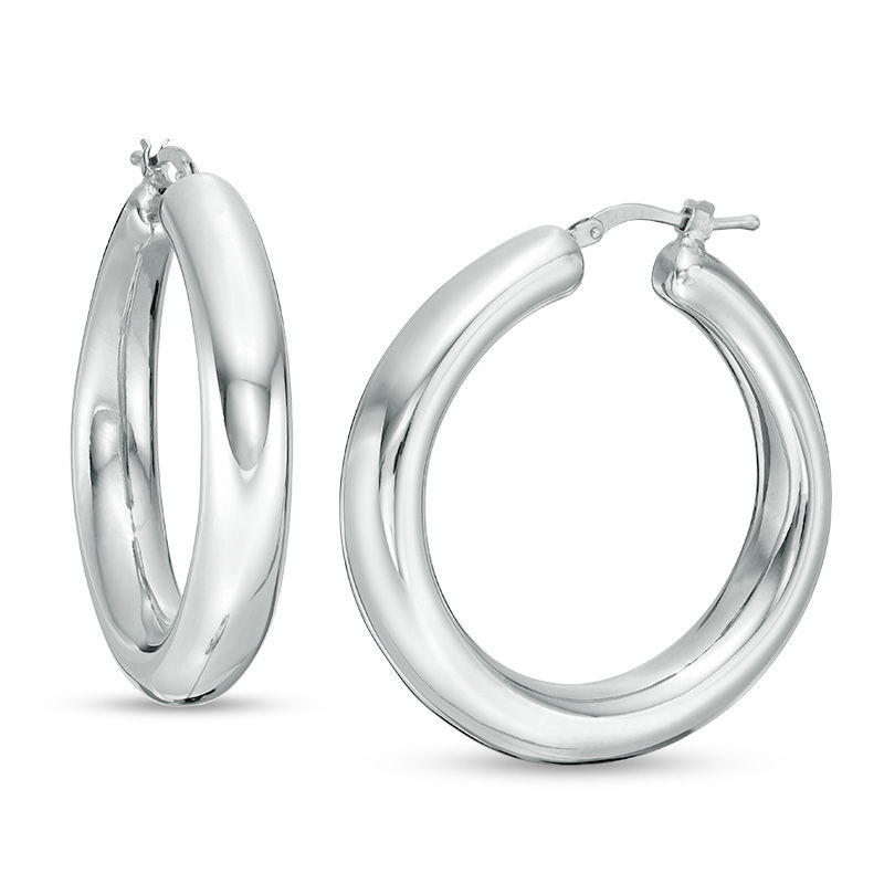 Main Image 1 of Made in Italy 30.0mm Bold Hoop Earrings in Sterling Silver