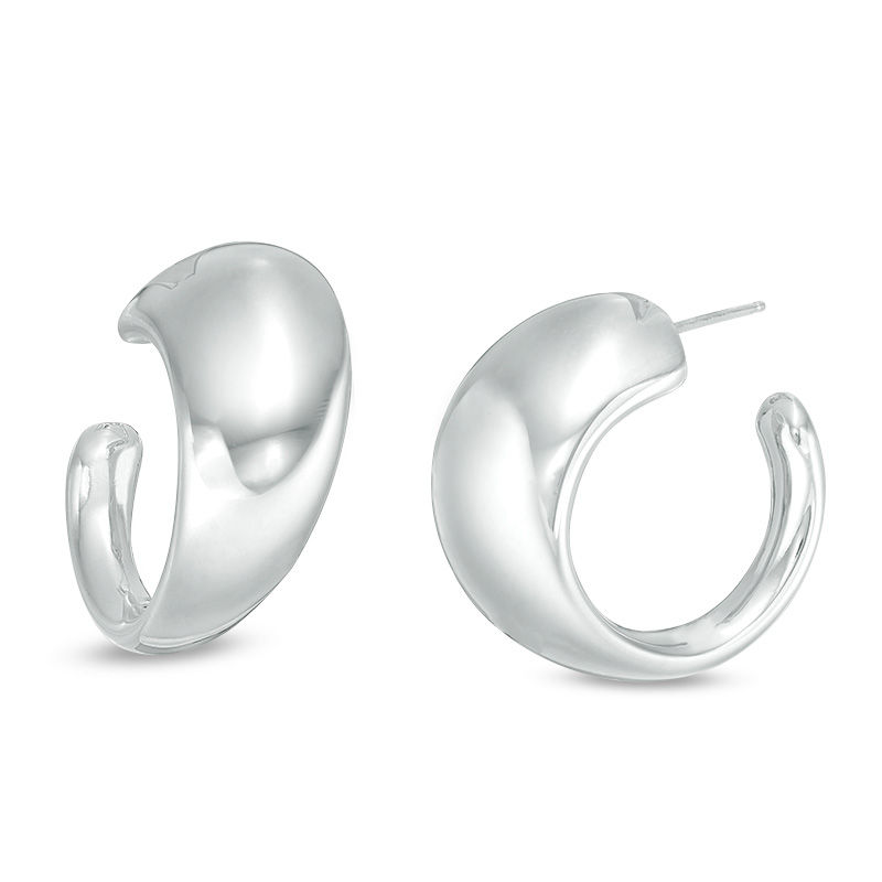Main Image 1 of Made in Italy Abstract J-Hoop Earrings in Sterling Silver