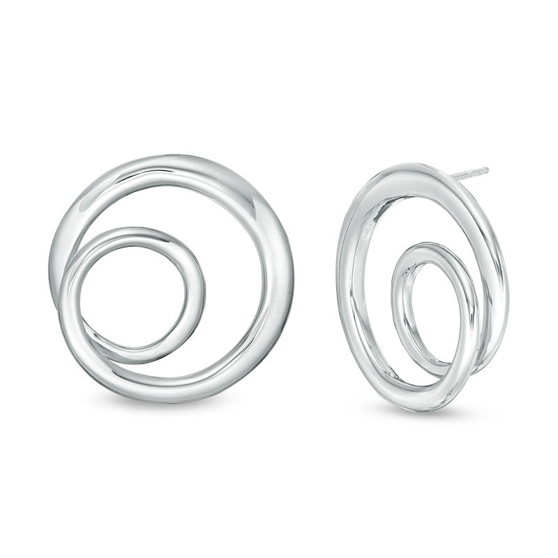 Main Image 1 of Made in Italy Double Loop Drop Earrings in Sterling Silver