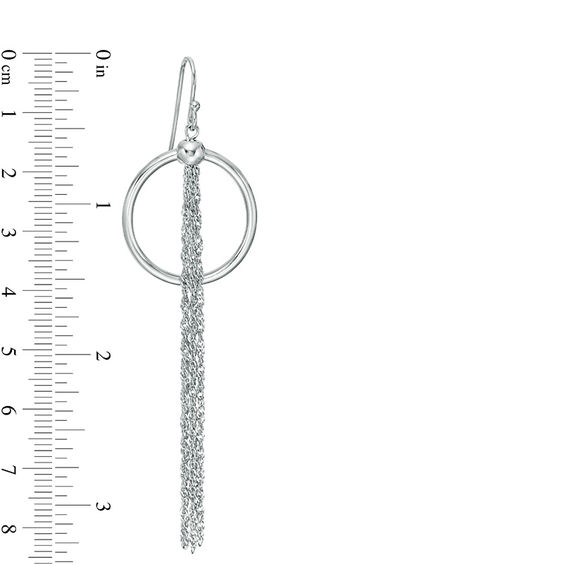 Made in Italy Open Circle Tassel Drop Earrings in Sterling Silver