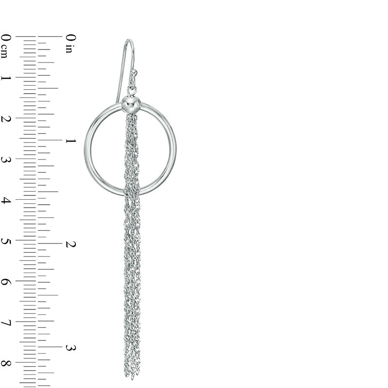 Main Image 3 of Made in Italy Open Circle Tassel Drop Earrings in Sterling Silver
