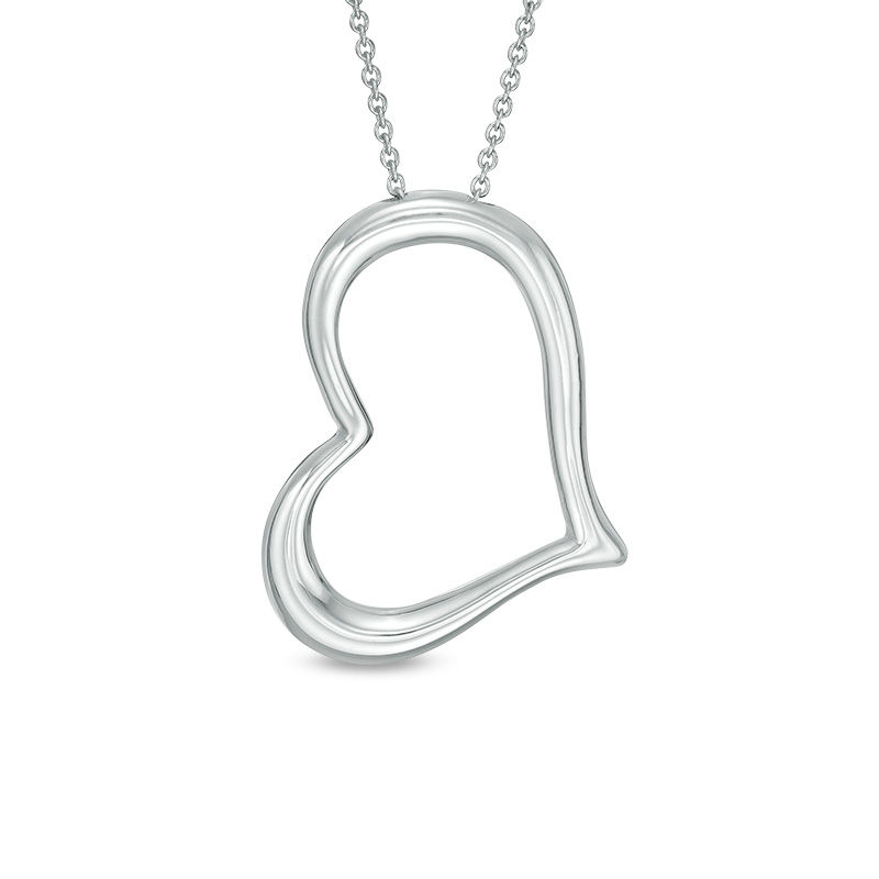 Main Image 1 of Made in Italy Tilted Heart Pendant in Sterling Silver