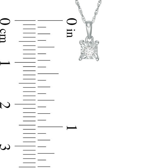 1/10 CT. T.w. Diamond Solitaire Square Pendant and Stud Earrings Set in Sterling Silver