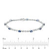 Thumbnail Image 3 of Oval Blue Sapphire and Diamond Accent Marquise Link Vintage-Style Bracelet in Sterling Silver - 7.25"