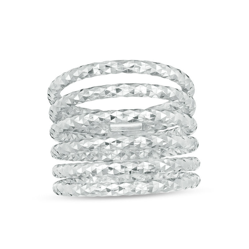 Main Image 1 of Made in Italy Diamond-Cut Split Multi-Row Ring in Sterling Silver