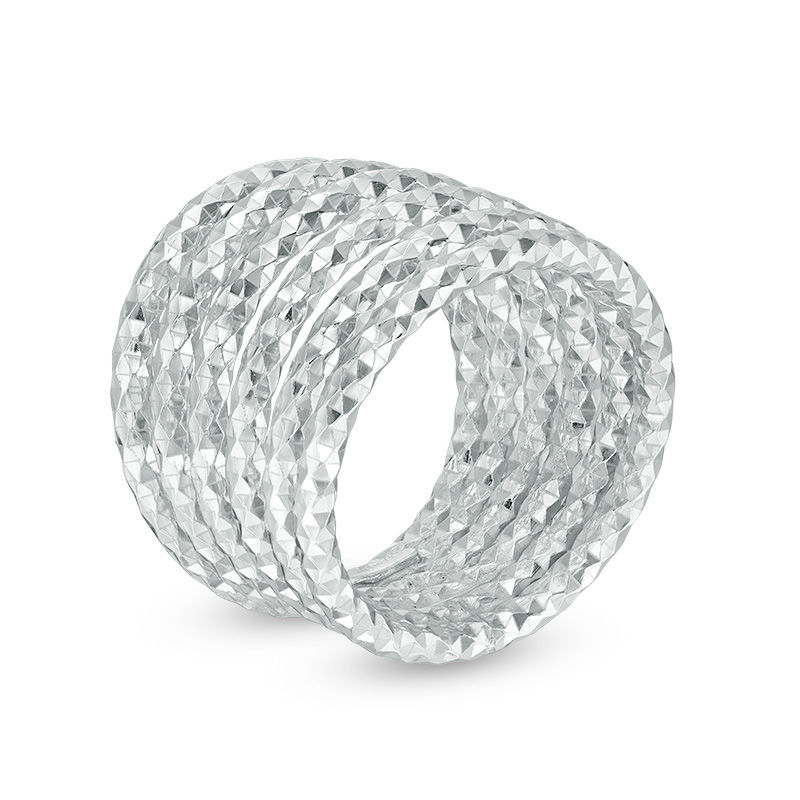 Main Image 3 of Made in Italy Diamond-Cut Split Multi-Row Ring in Sterling Silver