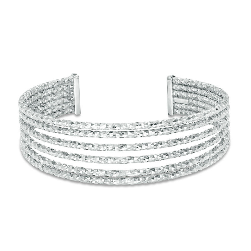 Made in Italy Diamond-Cut Split Multi-Row Cuff in Sterling Silver