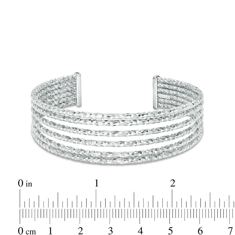 Made in Italy Diamond-Cut Split Multi-Row Cuff in Sterling Silver
