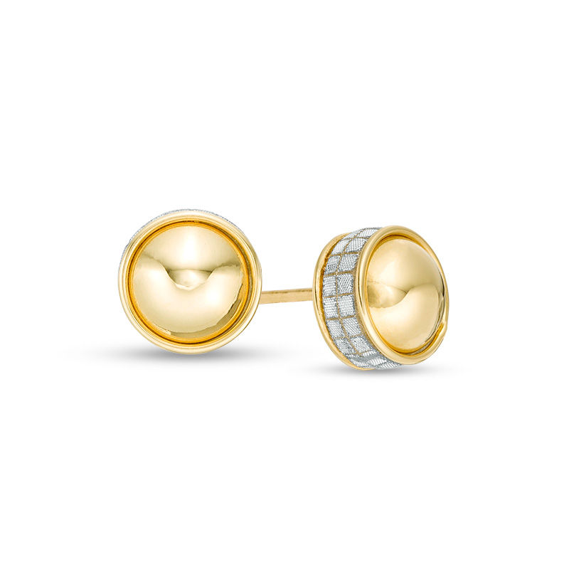 Main Image 1 of Made in Italy 8.0mm Glitter Enamel Ball Stud Earrings in 14K Gold