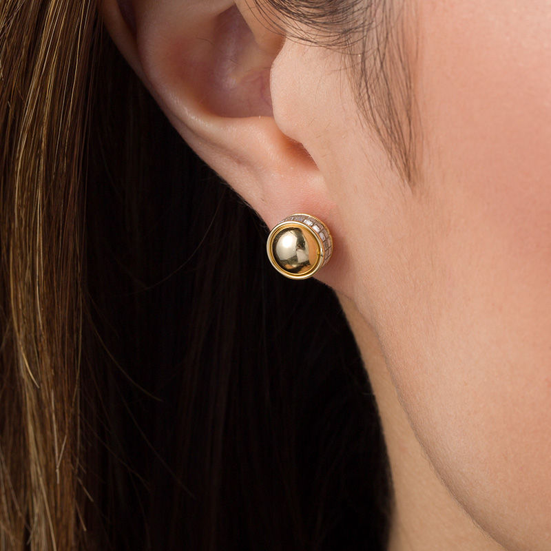 Main Image 2 of Made in Italy 8.0mm Glitter Enamel Ball Stud Earrings in 14K Gold