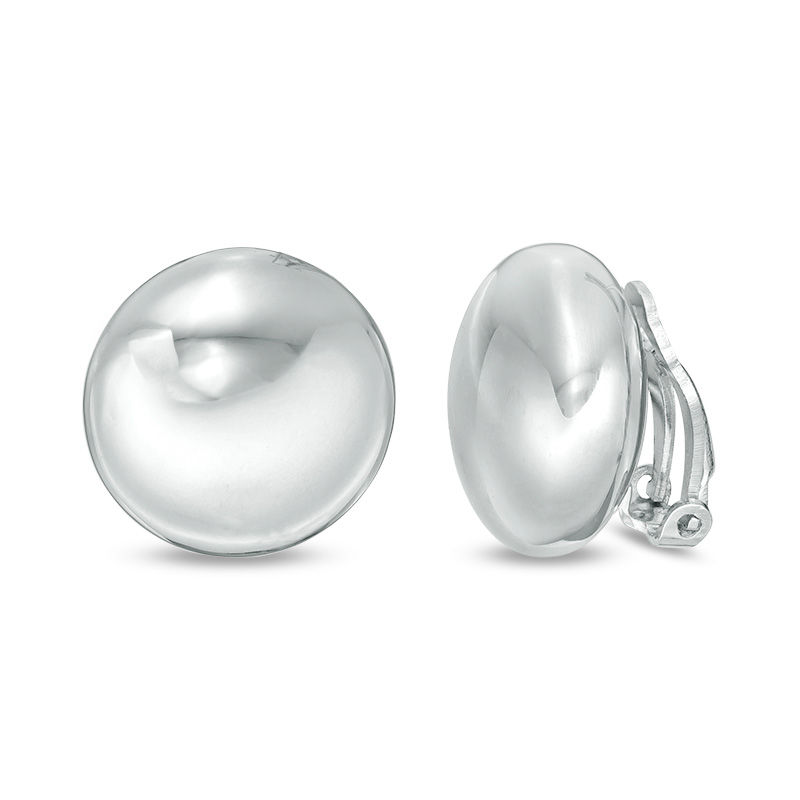 Made in Italy 20.0mm Button Clip-On Earrings in Sterling Silver