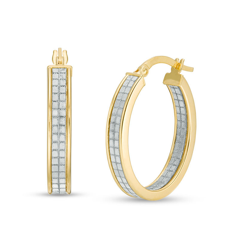 Main Image 1 of Made in Italy Glitter Enamel Inside-Out Hoop Earrings in 14K Gold