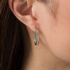 Thumbnail Image 2 of Made in Italy Glitter Enamel Inside-Out Hoop Earrings in 14K Gold