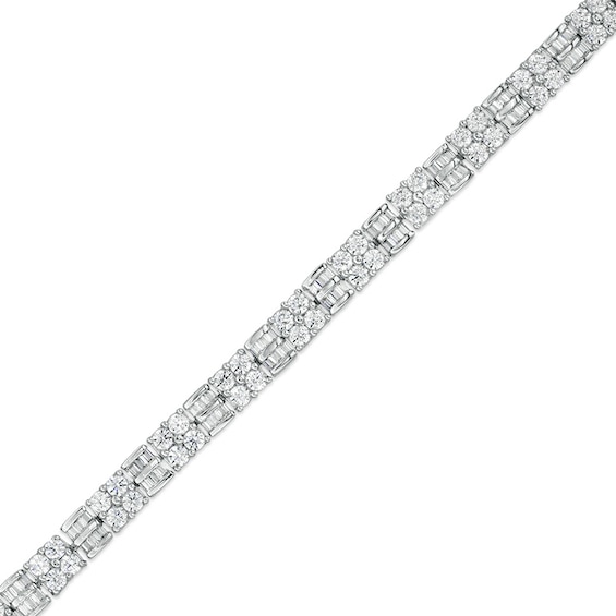 5 CT. T.w. Quad Baguette and Round Diamond Bracelet in 10K White Gold - 7.5"