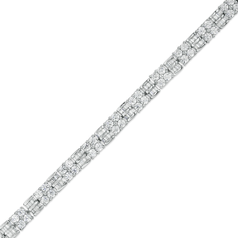 Main Image 1 of 5 CT. T.W. Quad Baguette and Round Diamond Bracelet in 10K White Gold - 7.5"