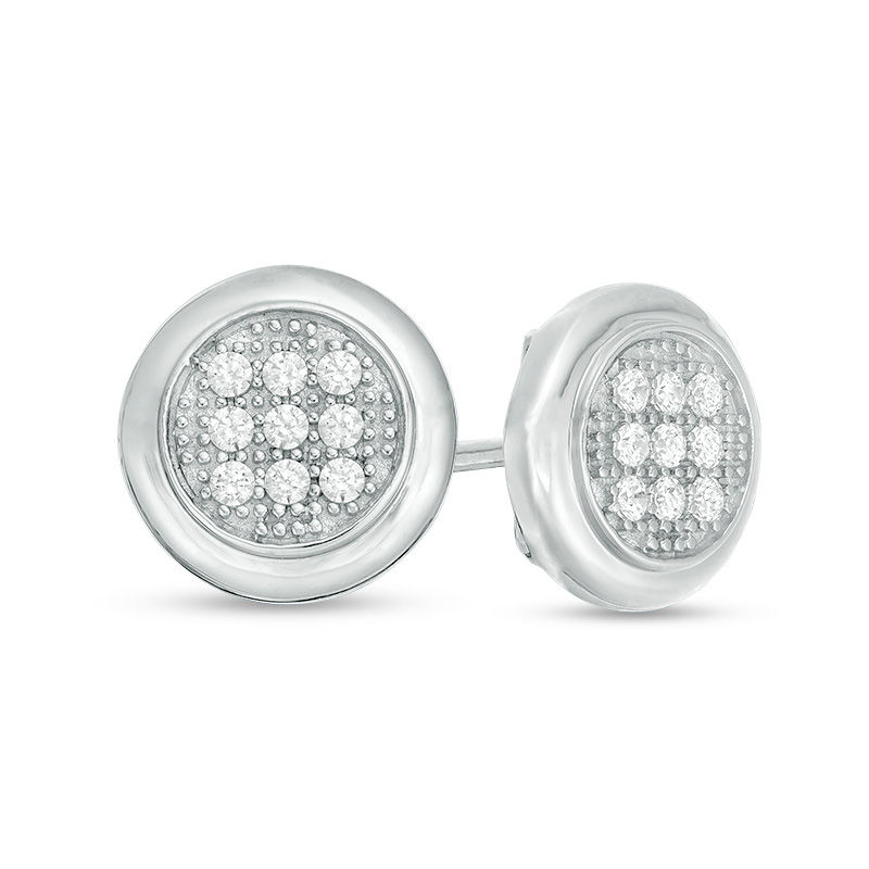 Main Image 1 of 1/5 CT. T.W. Composite Diamond Circle Stud Earrings in Sterling Silver