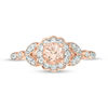 Thumbnail Image 3 of 5.0mm Morganite and 1/5 CT. T.W. Diamond Flower Frame Leaf Shank Ring in 10K Rose Gold