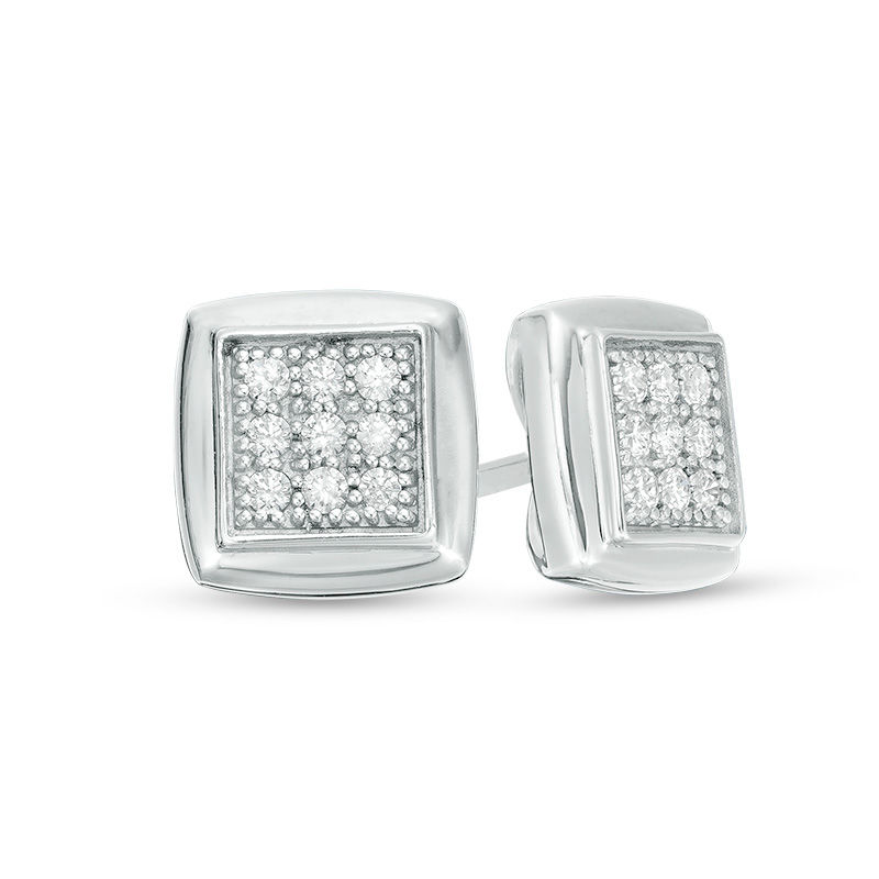 Main Image 1 of 1/5 CT. T.W. Composite Diamond Square Stud Earrings in Sterling Silver