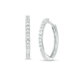 Hoops Earrings Zales 1 6 Ct T W Diamond Hoop Earrings In Sterling Silver