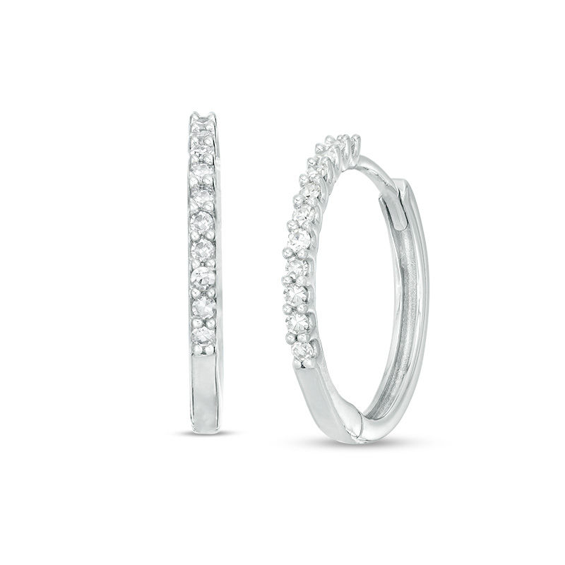 Main Image 1 of 1/6 CT. T.W. Diamond Hoop Earrings in Sterling Silver