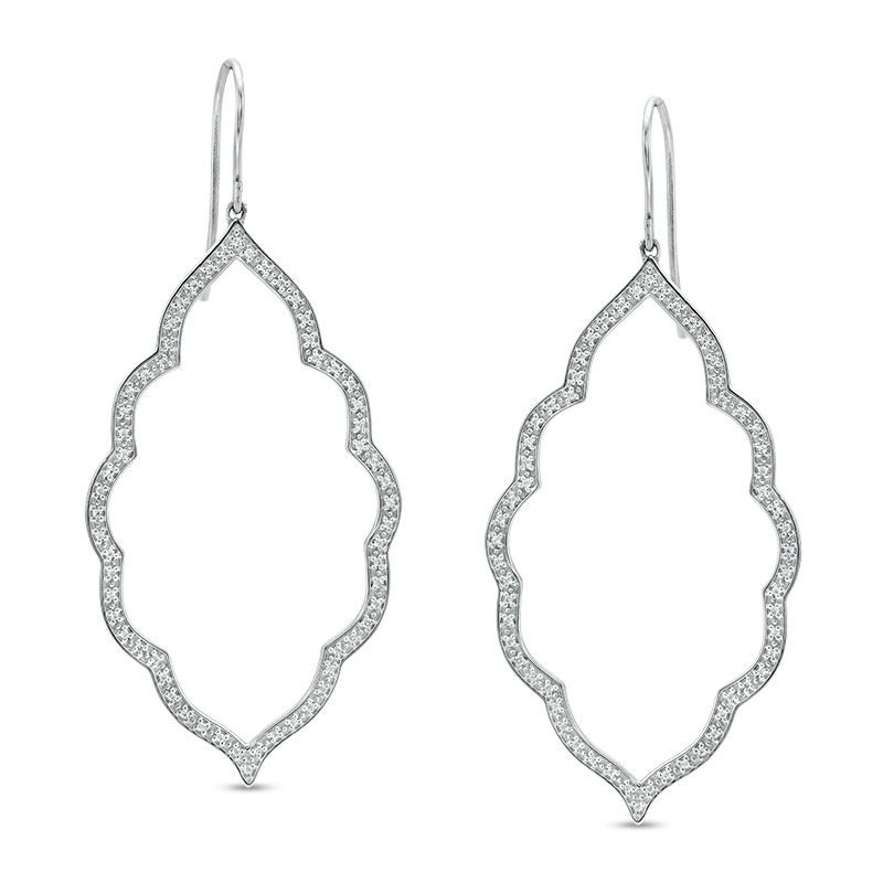 Main Image 1 of 1/4 CT. T.W. Diamond Arabesque Drop Earrings in 10K White Gold