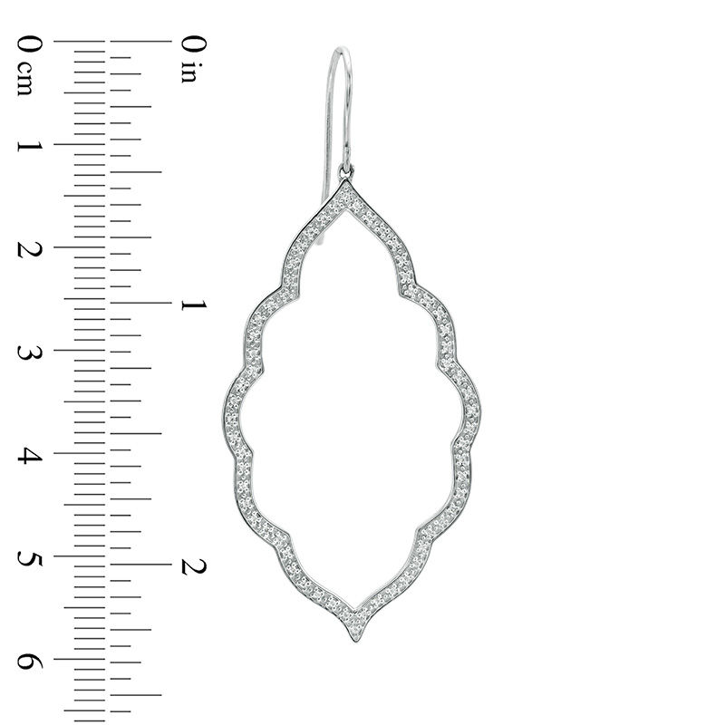 Main Image 3 of 1/4 CT. T.W. Diamond Arabesque Drop Earrings in 10K White Gold
