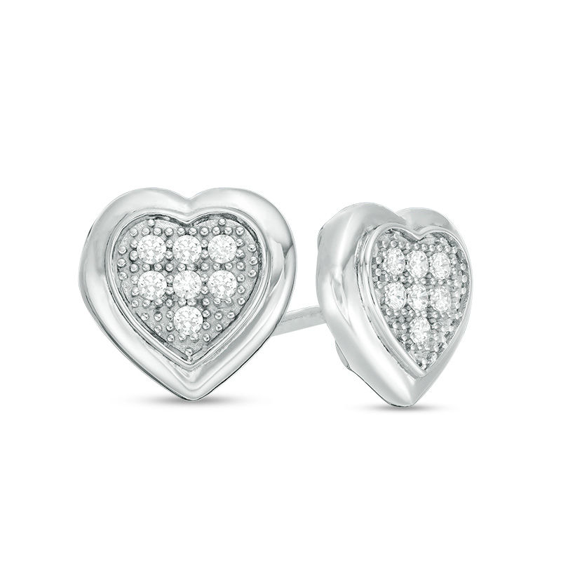 Main Image 1 of 1/5 CT. T.W. Composite Diamond Heart-Shaped Stud Earrings in Sterling Silver