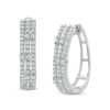 Thumbnail Image 1 of 1 CT. T.W. Diamond Triple Row Hoop Earrings in Sterling Silver