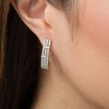 Thumbnail Image 2 of 1 CT. T.W. Diamond Triple Row Hoop Earrings in Sterling Silver