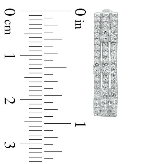 1 CT. T.w. Diamond Triple Row Hoop Earrings in Sterling Silver