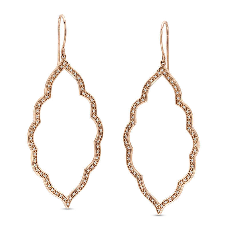 Main Image 1 of 1/4 CT. T.W. Diamond Arabesque Drop Earrings in 10K Rose Gold