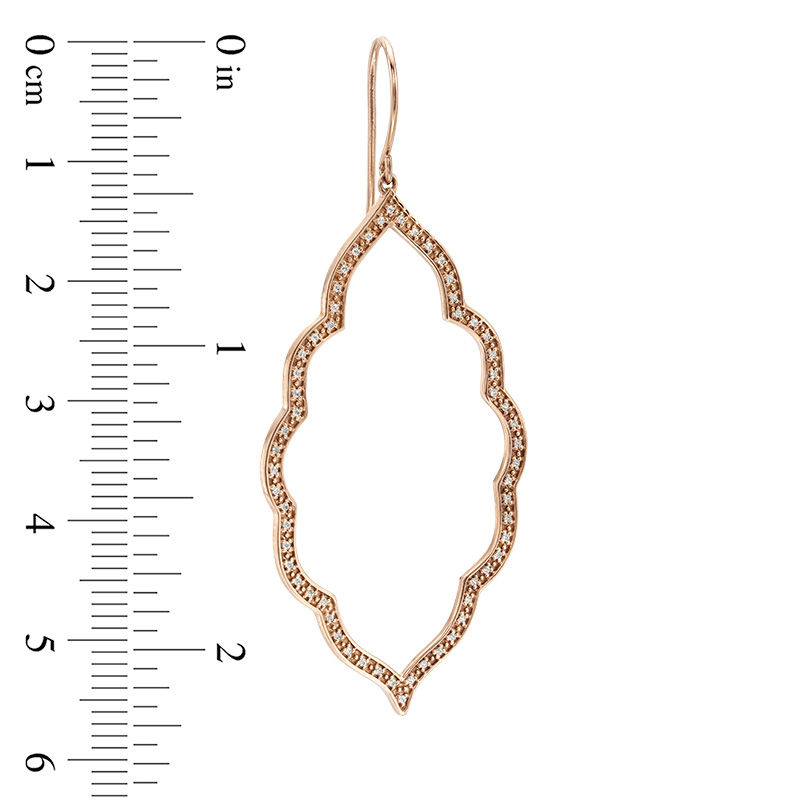 Main Image 3 of 1/4 CT. T.W. Diamond Arabesque Drop Earrings in 10K Rose Gold