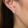 Thumbnail Image 2 of 1/2 CT. T.W. Diamond Cushion Frame Stud Earrings in 10K White Gold