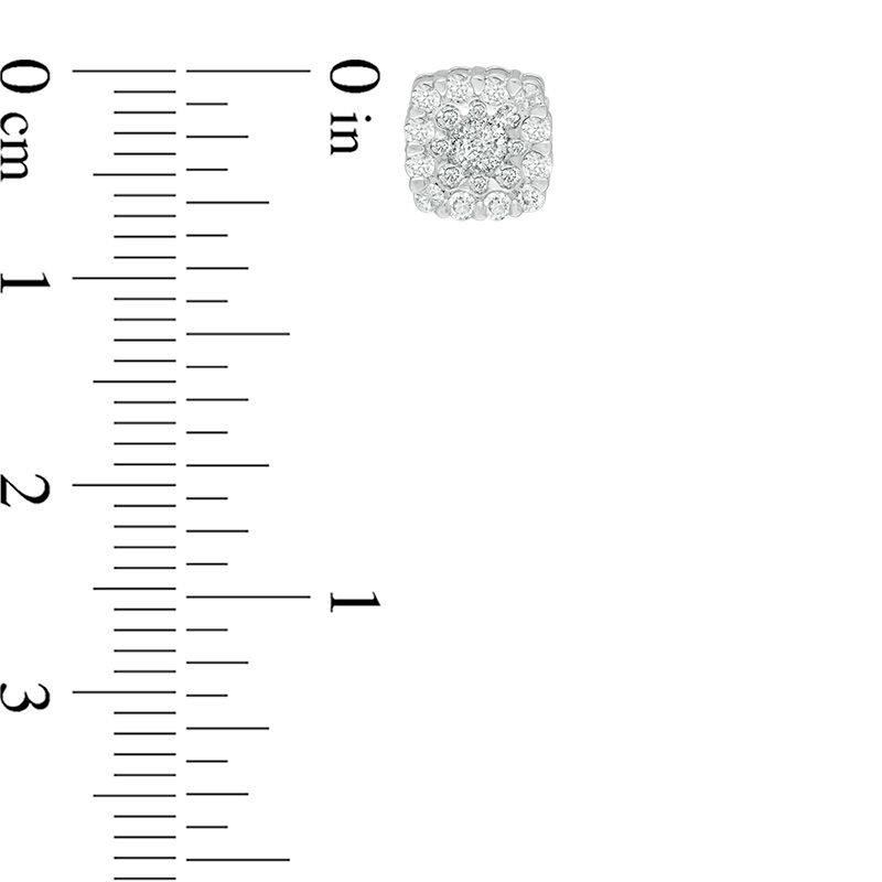 Main Image 3 of 1/2 CT. T.W. Diamond Cushion Frame Stud Earrings in 10K White Gold